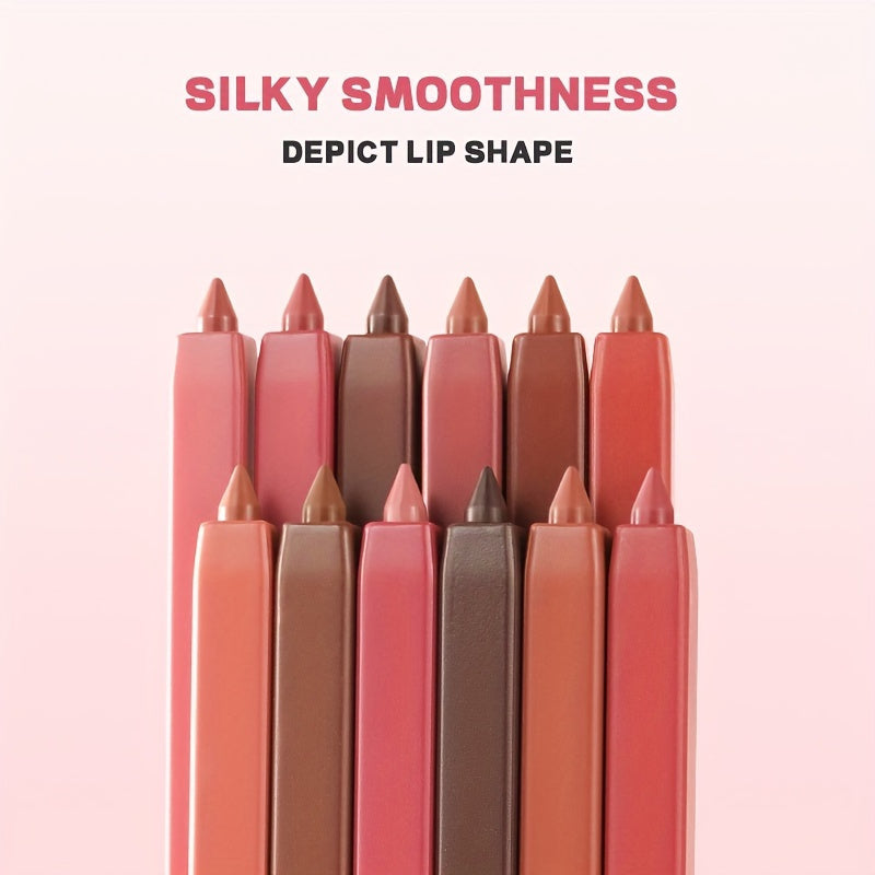 12 Color Lip Liner Set Long Lasting, Waterproof, Sweat Resistant, Easy to Color, Fade Resistant Lip Gloss Set Beauty Makeup, Valentine's Day Gift